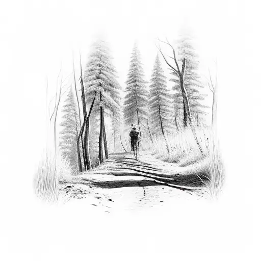 Trail In The Woods With Music Notes On The Trail