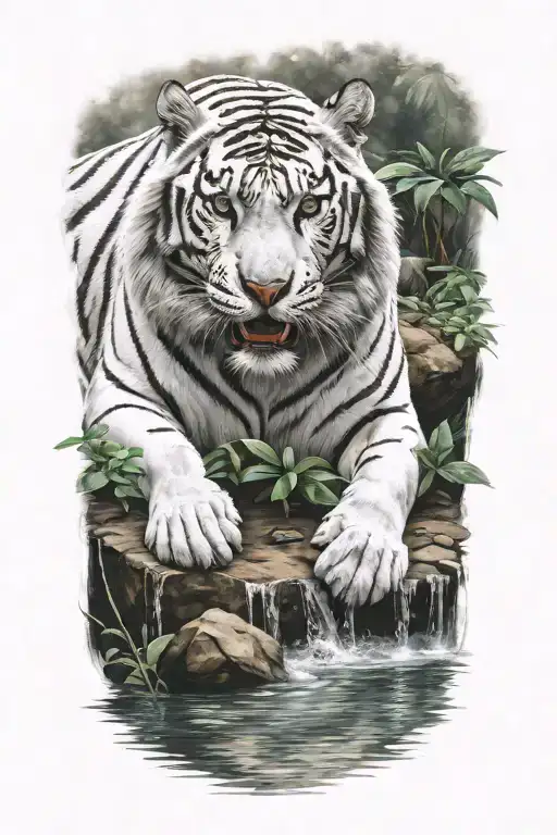 White Tiger I A Serene Environment With Water