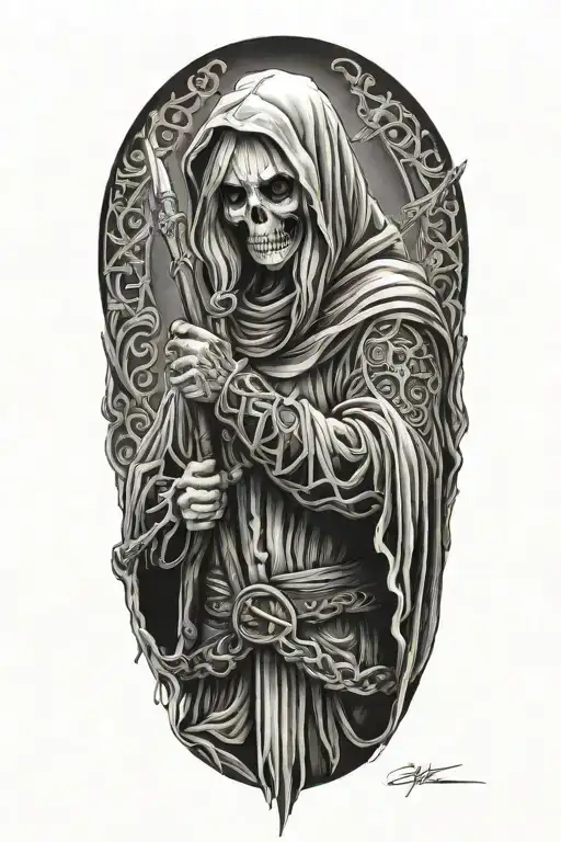 Blonde Girl As Grim Reaper