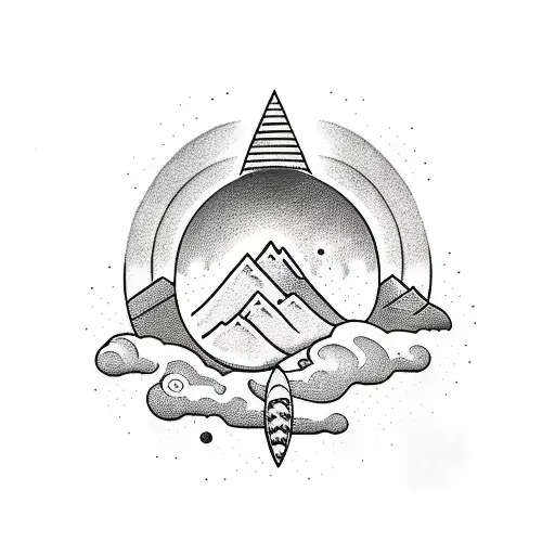 Mountain Base Planet Top Surfer On Mountain