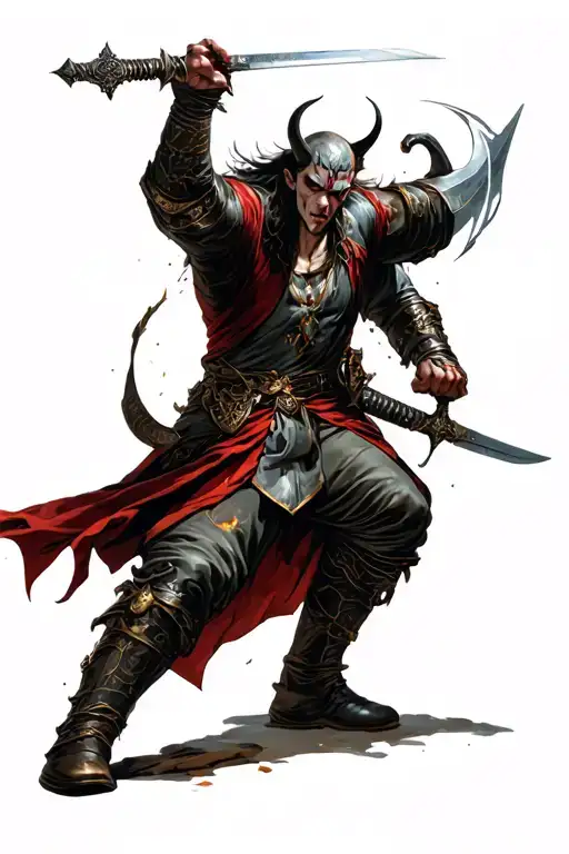 Evil Fighting Represented As Swordsmans