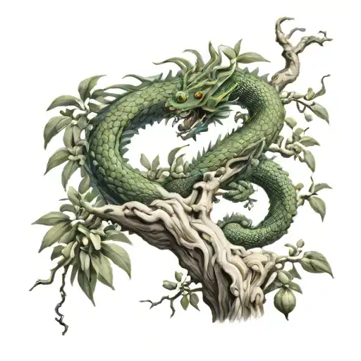 Oriental Dragon And Olive Tree
