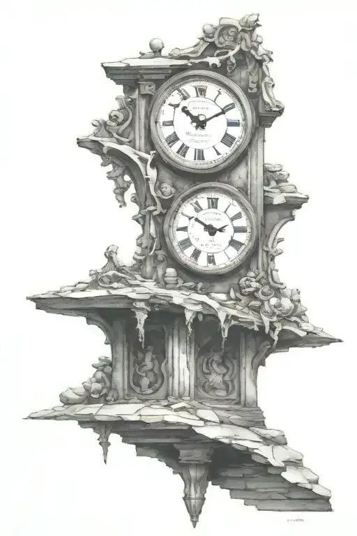 Brocken Clock With Cross Under It Put Forever