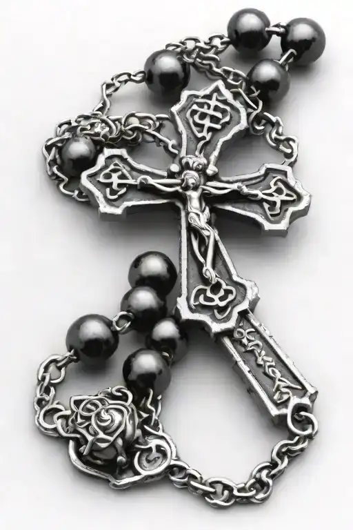 Rosary With Chrome Hearts Cross