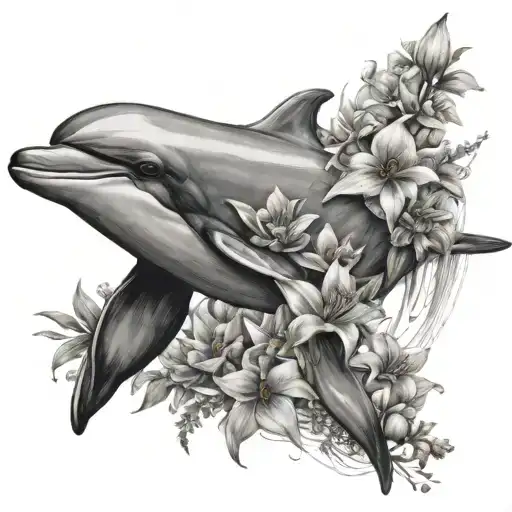 Dolphin Made Of Flowers