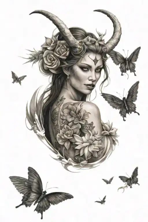 Angel With Tattoos And Horns Sleeve