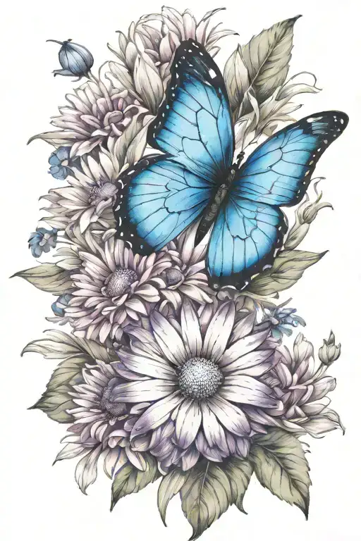 Purple Blue Butterfly Daisy