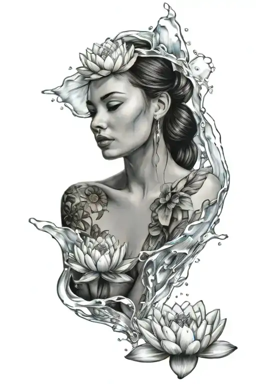 Woman With Ice And Water Lily