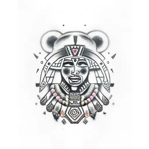 Aztec Girl With Dreads Wearing Bear Hide