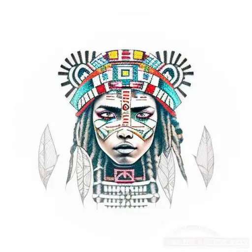 Aztec Girl With Dreads Wearing Bear Hide