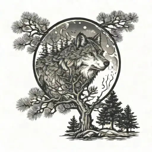 Wolf Moon Pine Tree