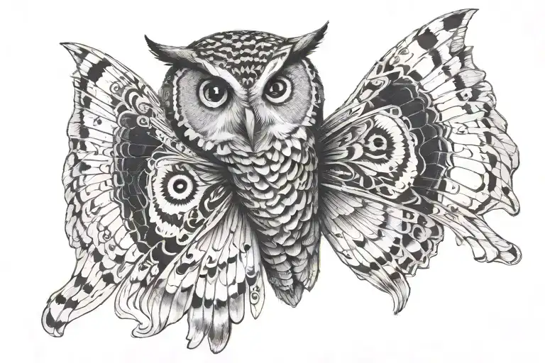 A Butterfly With Wings With The Face Of An Owl Flying