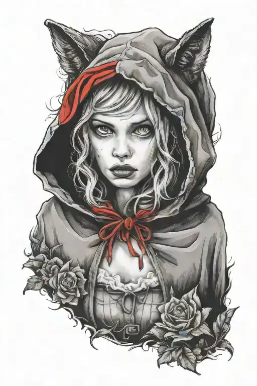 Little Red Riding Hood Dark Tattoo Design