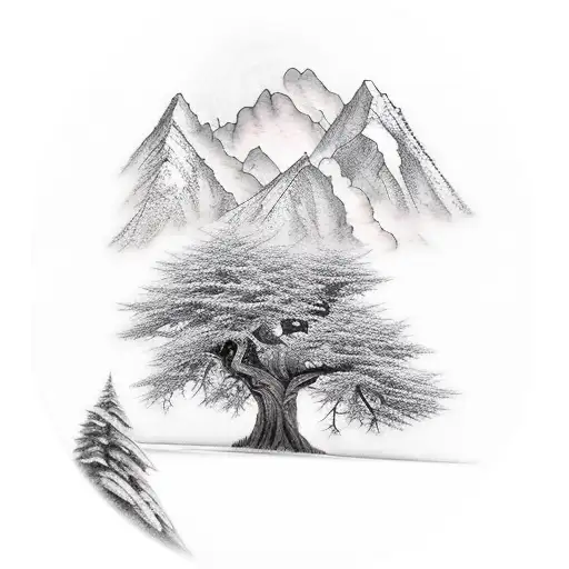 Trees With Mountain