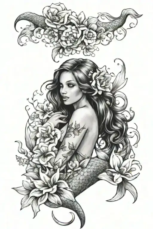 Mermaid With Flowers
