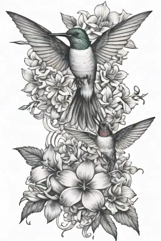 Humming Bird And Flowers And Cross