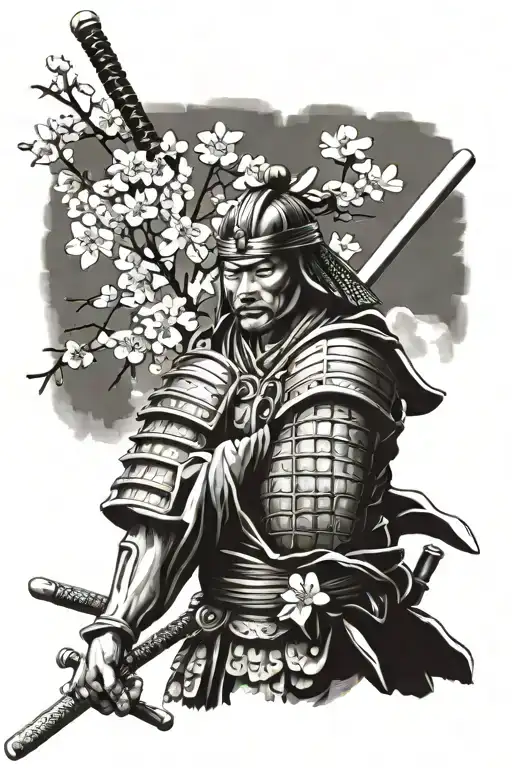 Samurai And Cherry Blossom