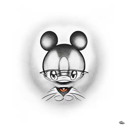 A Realistic Portrait Of Mickey Mouse Surrounded By Holographic Cats