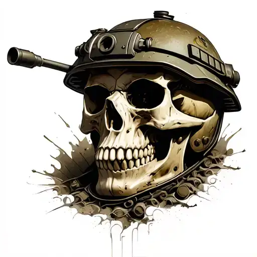 Tank And Skull In The Helmet