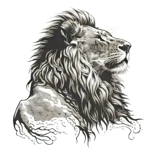 Lion Face Loooking To The Sky Full