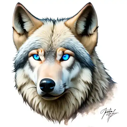 Wolf Albino With Blue Eyes
