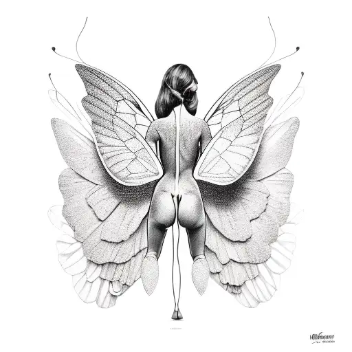 Nude Woman With Moth Wings