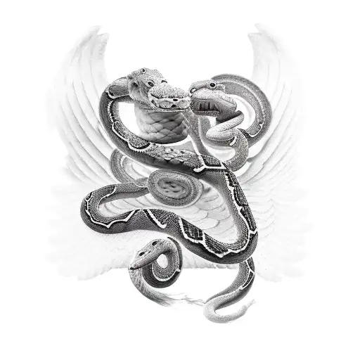 3 Snakes Fighting A Gladiator Angel Sleeve