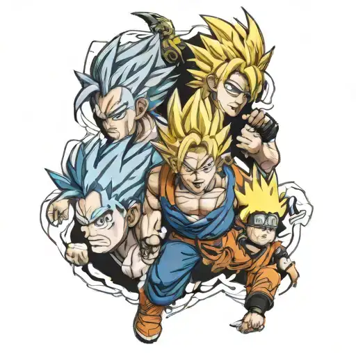 Goku Vegeta And Naruto Characters