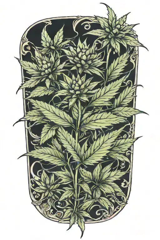 Floral With Cannabis Leaves