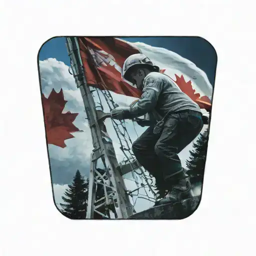 Child Who Is A Lineman Working On Power With A Canada Flag