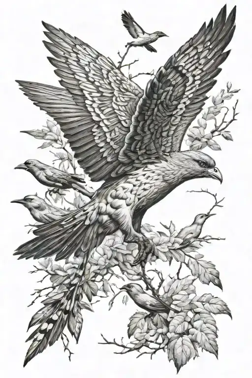 Hunting Birds Flying Away