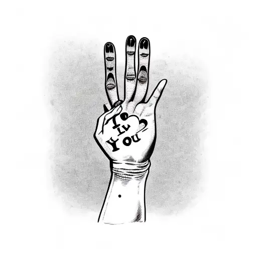 I Love You Asl Hand Sign Facing Left Side With I Love You Written Underneath