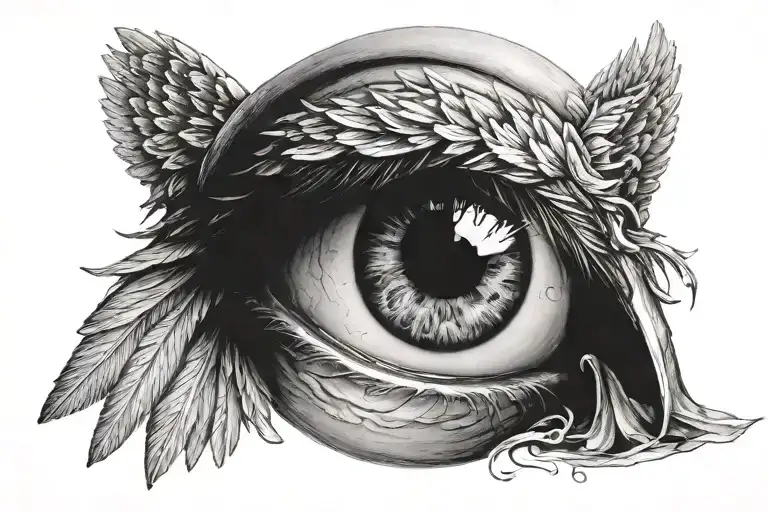 An Eye Surrounded By Angel Wings