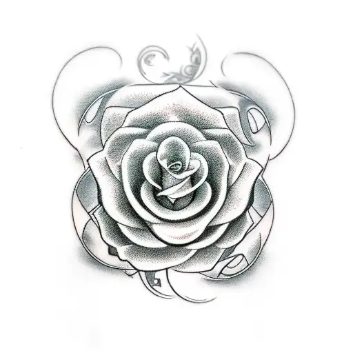 A Realistic Tattoo With Roses And Star Of Life