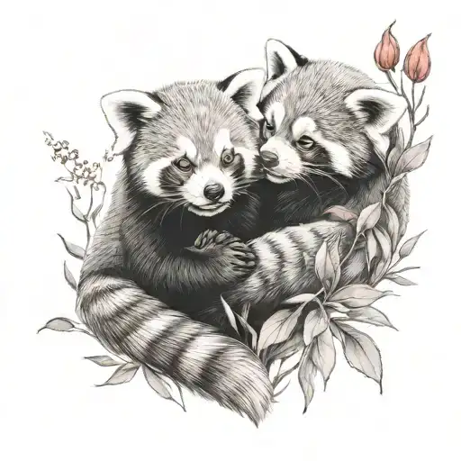 Two Red Pandas In Love