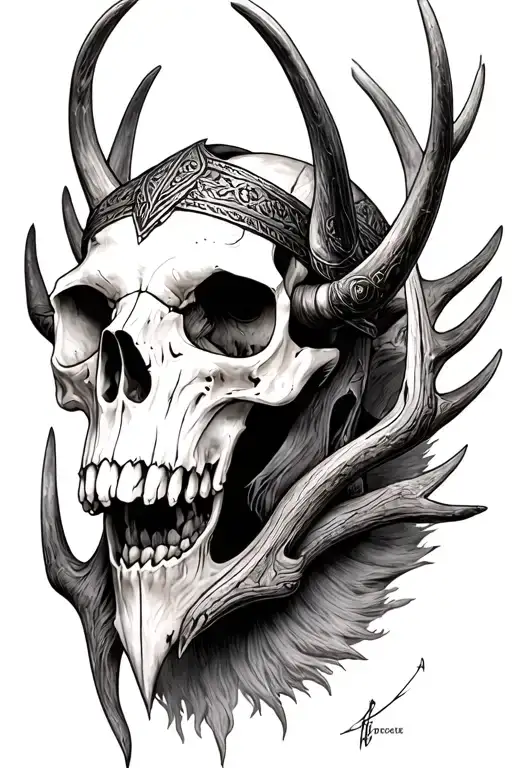 Wendigo Skull In A Viking Style