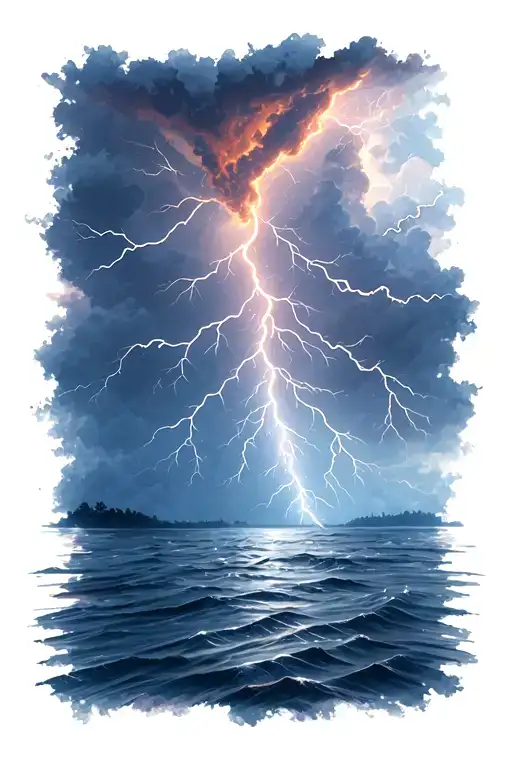 Lightning Storm Over Water