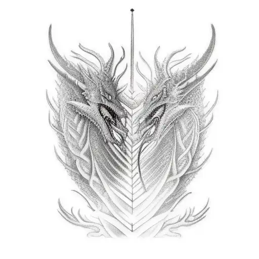 A Scandinavian-style Spine Tattoo Featuring A Realistic Black Dragon Would Be A