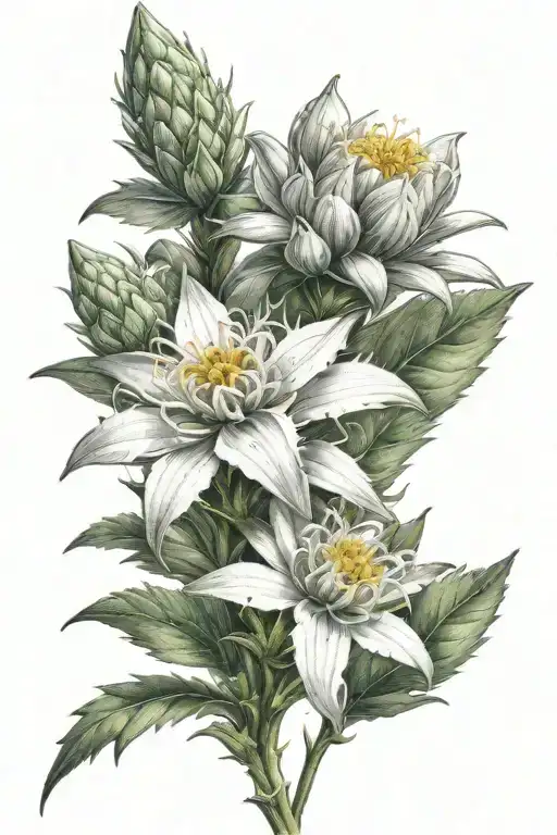 Edelweiss Flower With Mountain Landscape