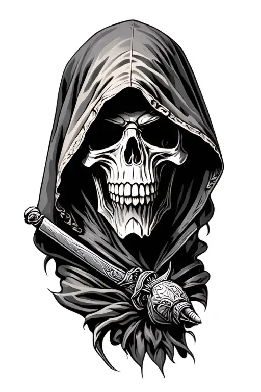 Hooded Reaper Tattoo Featuring