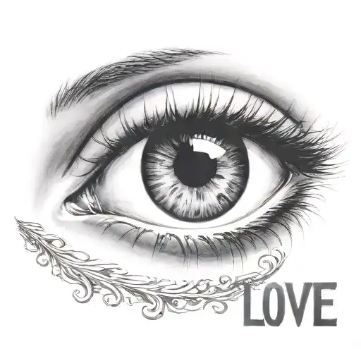 A Female Eye With Love Written Behind It Bem Grande