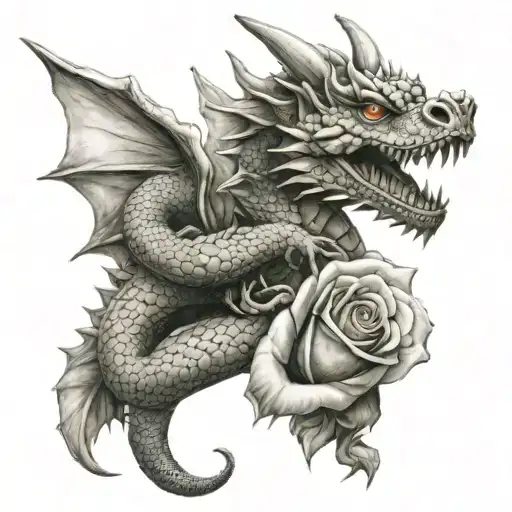 Dragon Holding A Rose