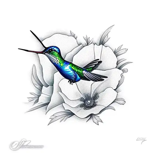 Hummingbird With Poppy
