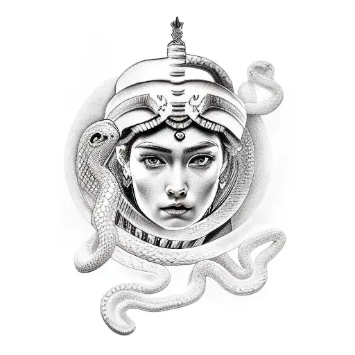 Athena Goddess With A Snake