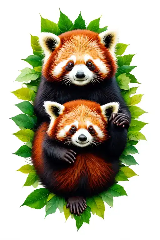 Red Panda Rolling Around In A Pile Of Leafs