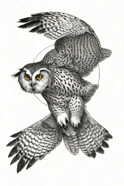 Owl Flying In Front Of Moon Tattoo