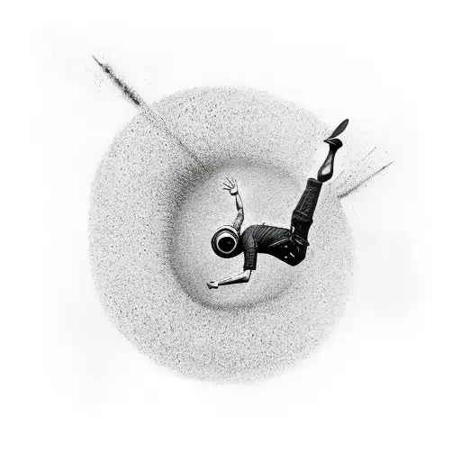 Man Falling Into An Endless Black Hole