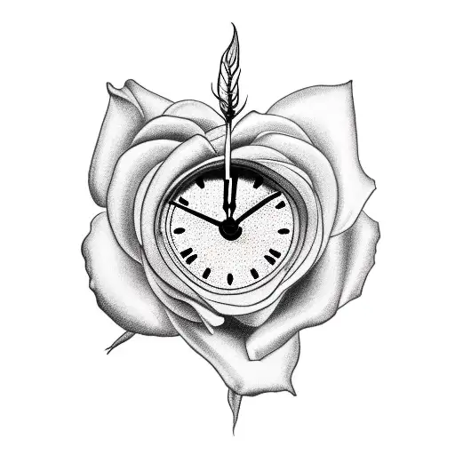 Clock With Rose Next To For Men