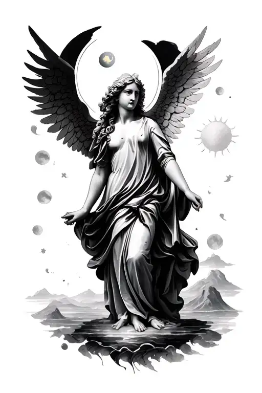 Angel With Sun And Moon