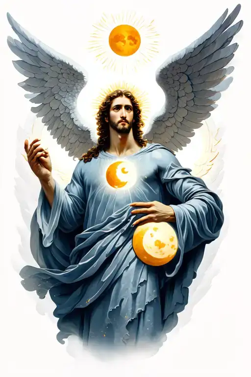 Angel Man With Sun And Moon And Sun